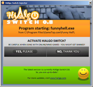 HiAlgo SWITCH Injector window